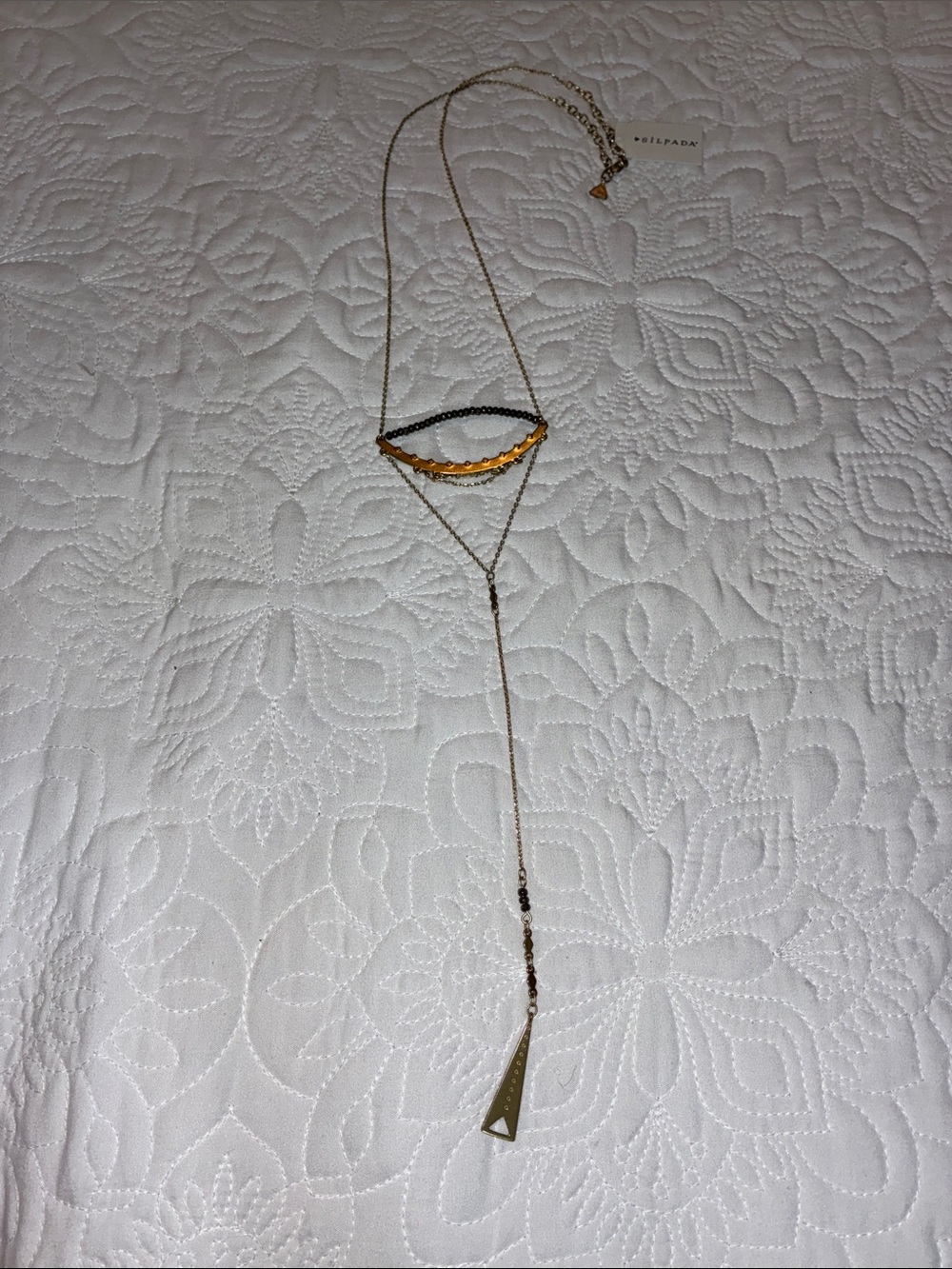 NWT Silpada Gold and Black Layered Y Necklace